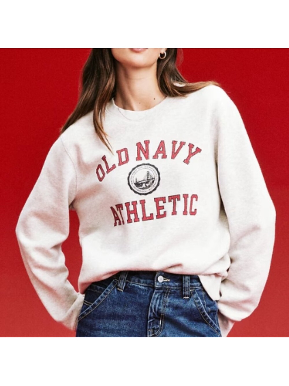 NWOT Old Navy Heather Grey “Reissue” Crewneck Sweatshirt, Size L